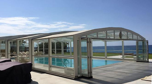 泳池設(shè)計(jì)移動陽光房，舒適，安全，美觀都有了
